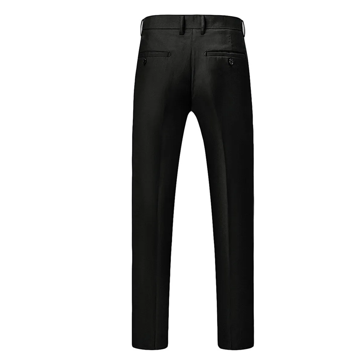 3-Piece Slim Fit Solid Black Smart Wedding Formal Suit