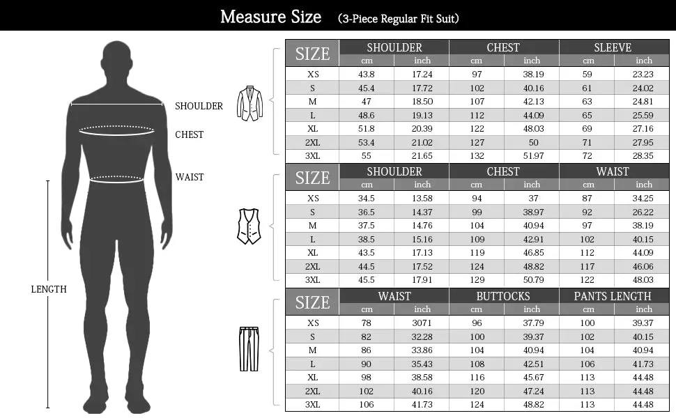 3-Piece Slim Fit Solid Black Smart Wedding Formal Suit