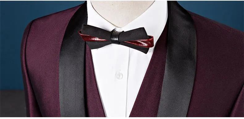 3-Piece Suit Men's Wedding Suits Shawl Collar Slim Fit Suit