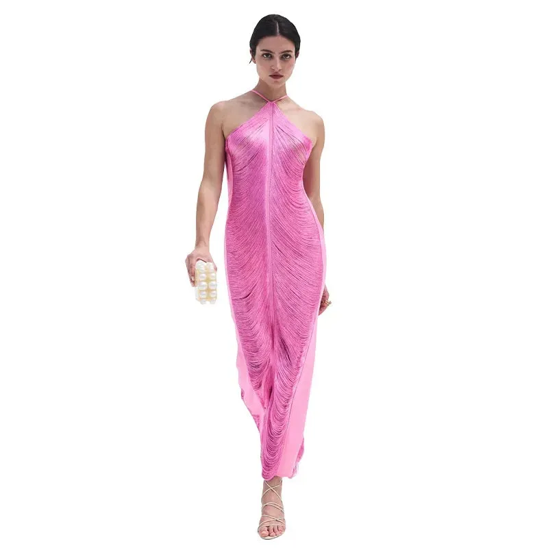 Backless Tassel Maxi Dress
