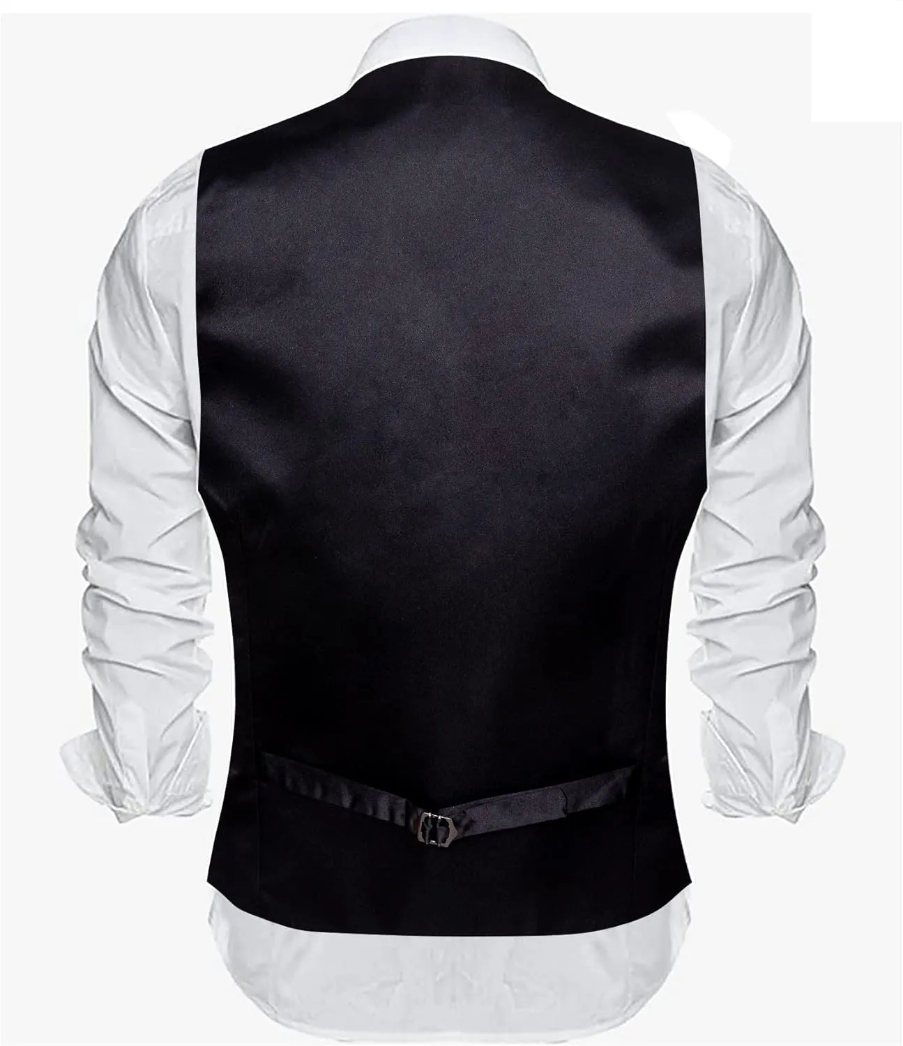 Barry.Wang Mens Satin Suit Vest Formal/Leisure V-neck 2 Pockets Wedding Party Tuxedo Waistcoat