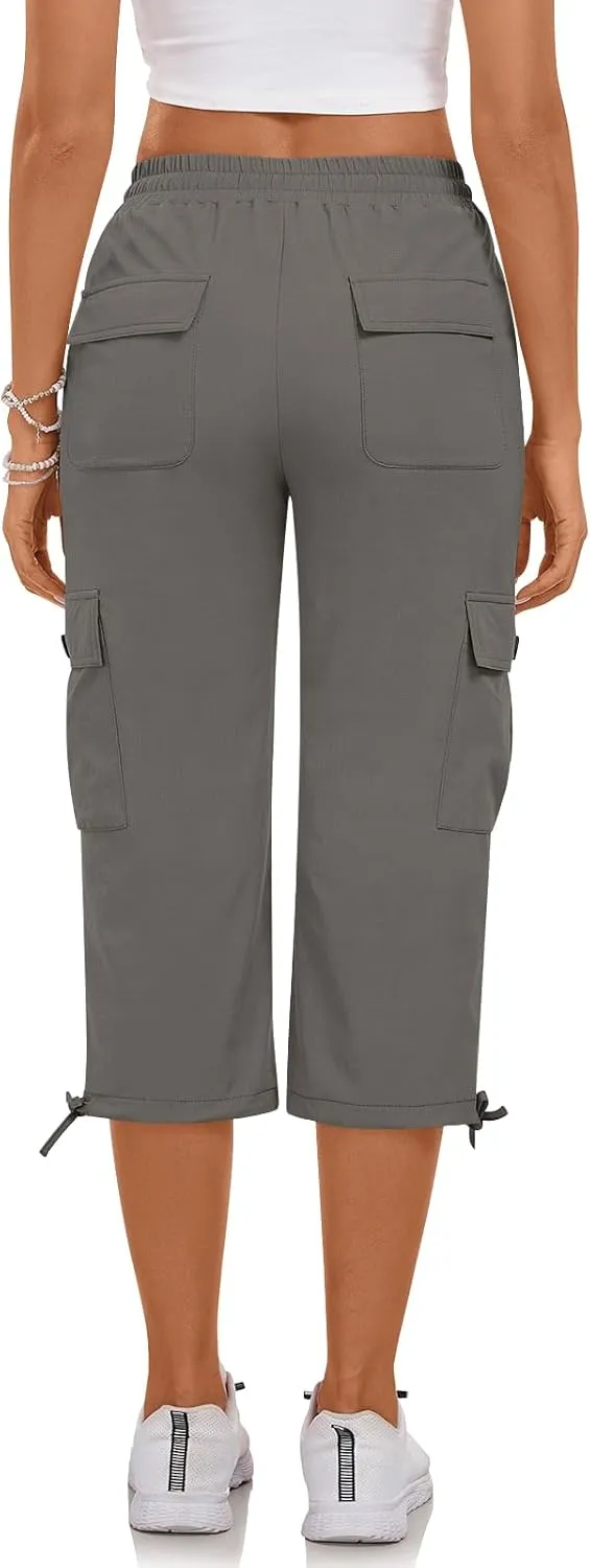 Bestbee Cargo Capris Hiking Pants for Women, Lightweight Quick Dry Outdoor Athletic Travel Casual Trousers with 6 Pockets