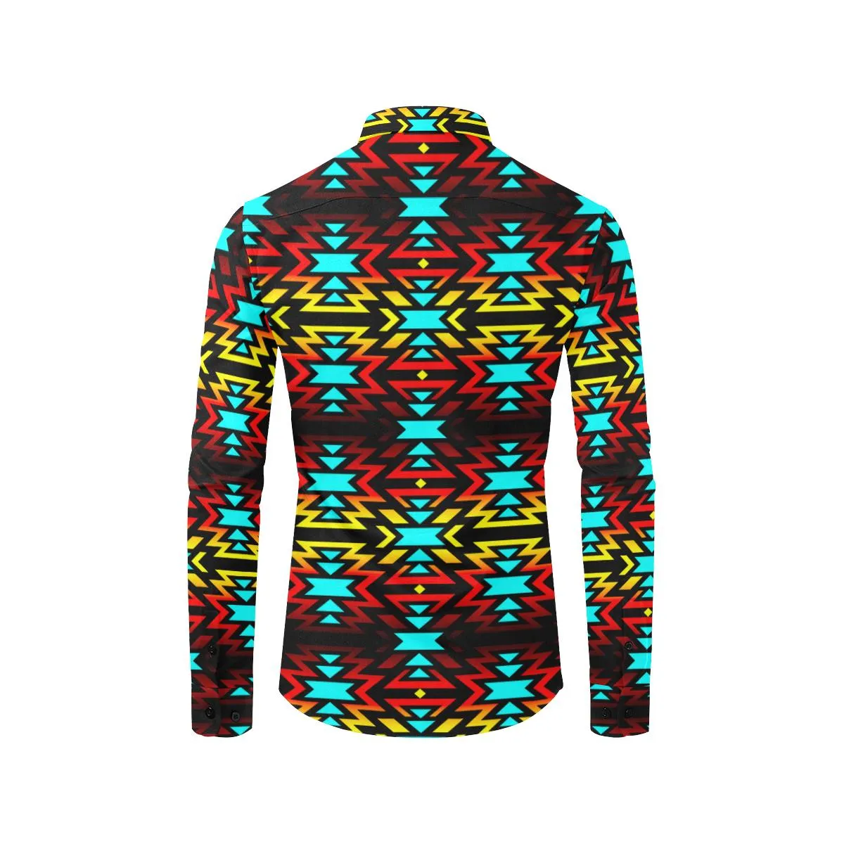 Black Fire and Turquoise Men's Casual Dress Shirt