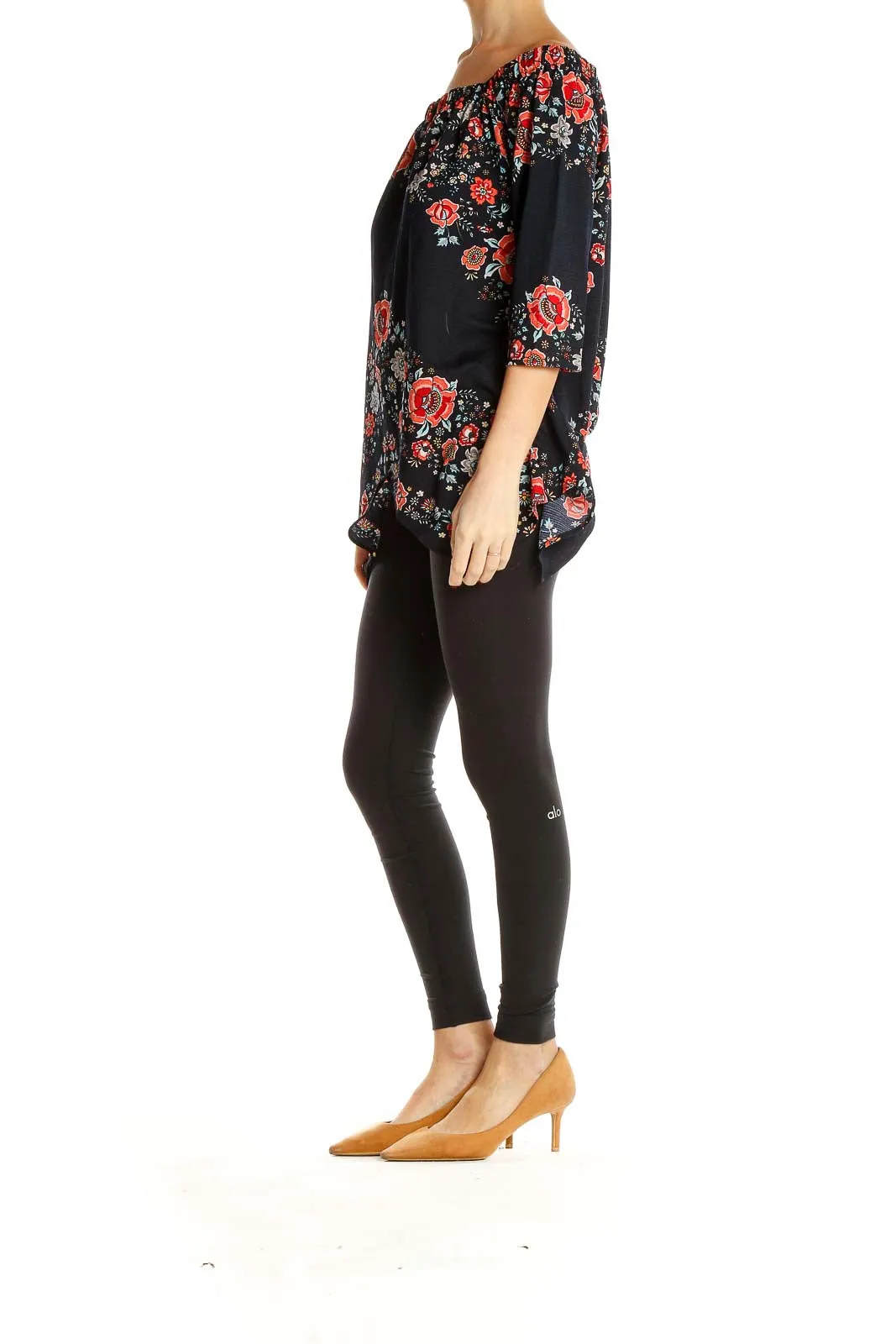 Black Floral Off-Shoulder Top