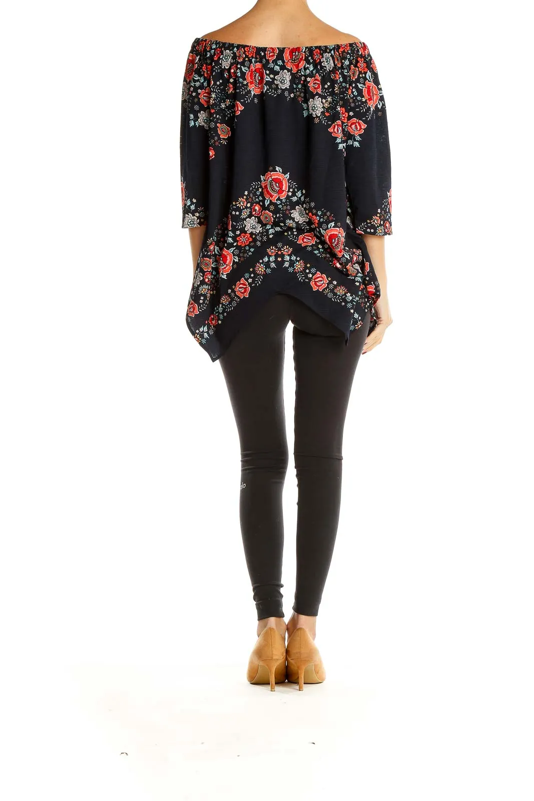 Black Floral Off-Shoulder Top