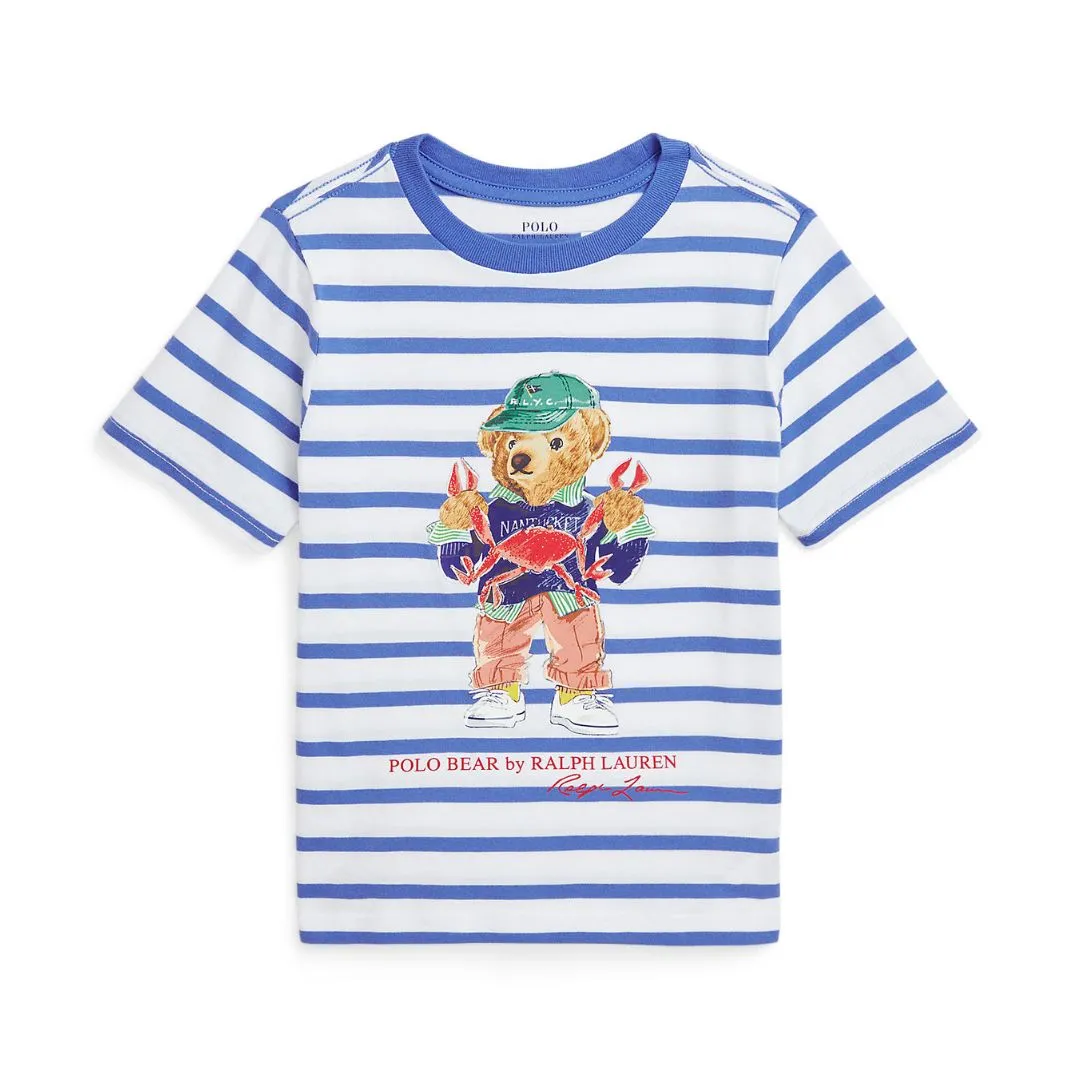 Blue & White Striped Bear T-Shirt