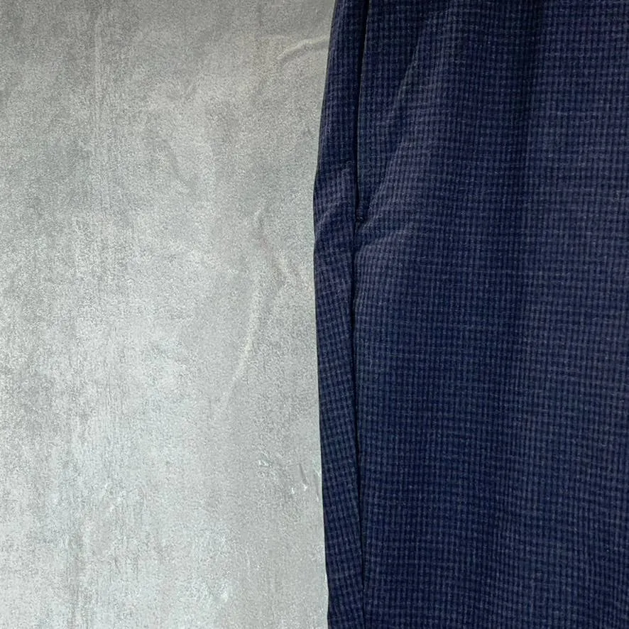 CALVIN KLEIN Men's Navy Mini-Check Slim-Fit Stretch Dress Pants SZ 38X30
