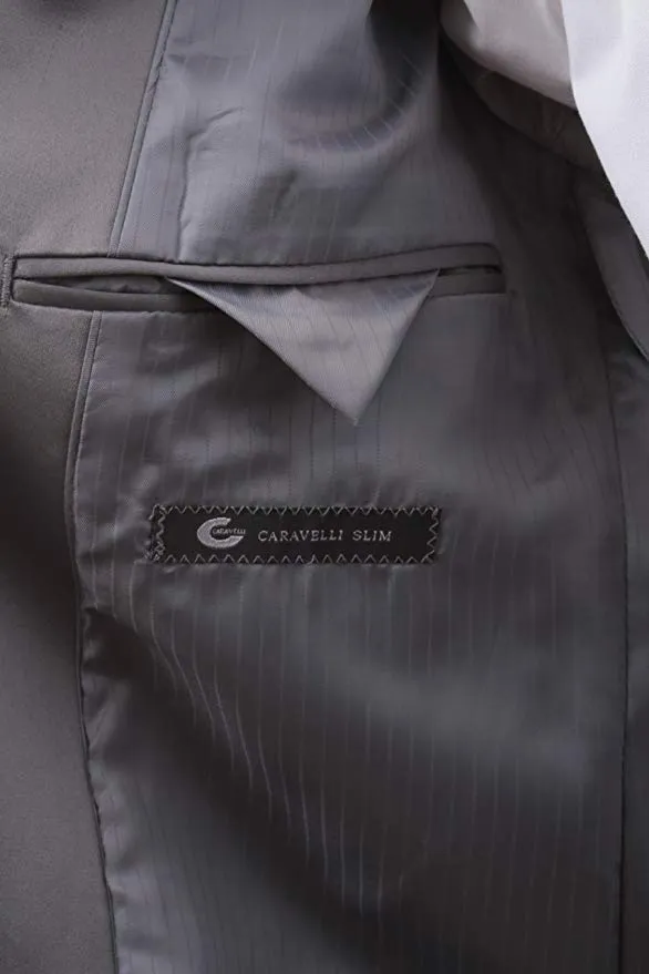 Caravelli Men's Single Breasted 2 Button Extra Fine Slim Fit Tuxedo Suit style #T600512H black 501 (free shipping)