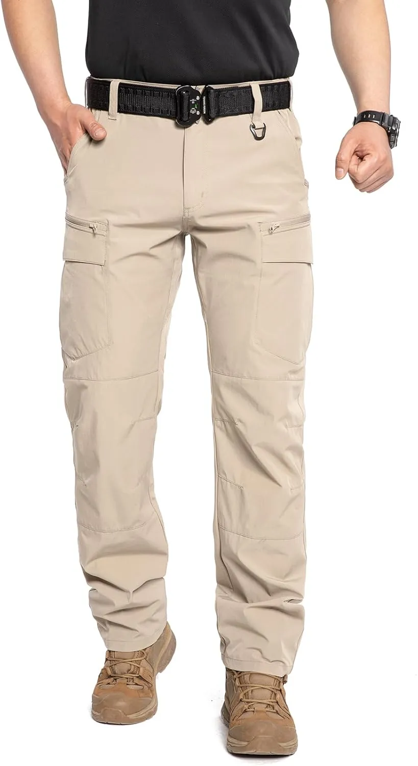 CARWORNIC Men's Quick Dry Tactical Hiking Pants Flex Water Resistant Lightweight Outdoor Fishing Cargo Work Pants 9 Pockets