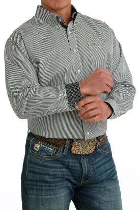 CINCH TENCEL STRIPE BLK/WHT BUTTON SHIRT
