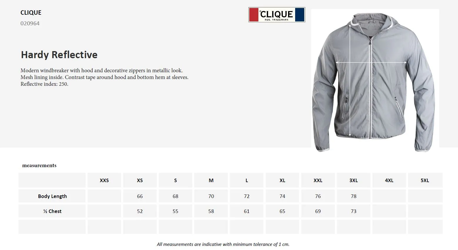 Clique Hardy Windbreaker Jacket | Reflective | Unisex | Hood | Mesh Lining | Grey | XS-3XL