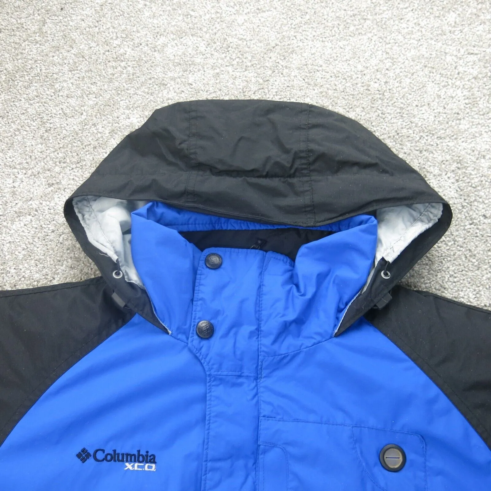 Columbia Jacket Mens Medium Blue Black Windbreaker Lightweight Outdoor Parka