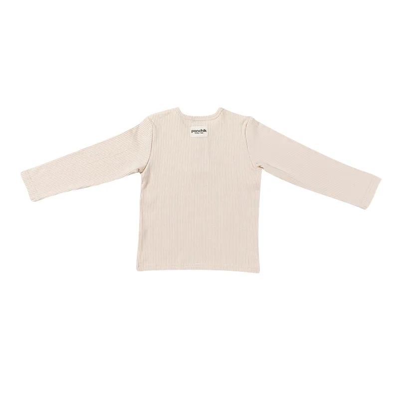 Cotton Rib Henley T Shirt - Buttermilk