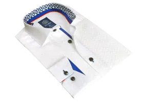 Crisp Purity: European-Crafted Men's White Button Down Long Sleeves Shirt | L01