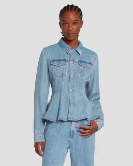 Denim Lustre Trucker Jacket in Volcan Blue