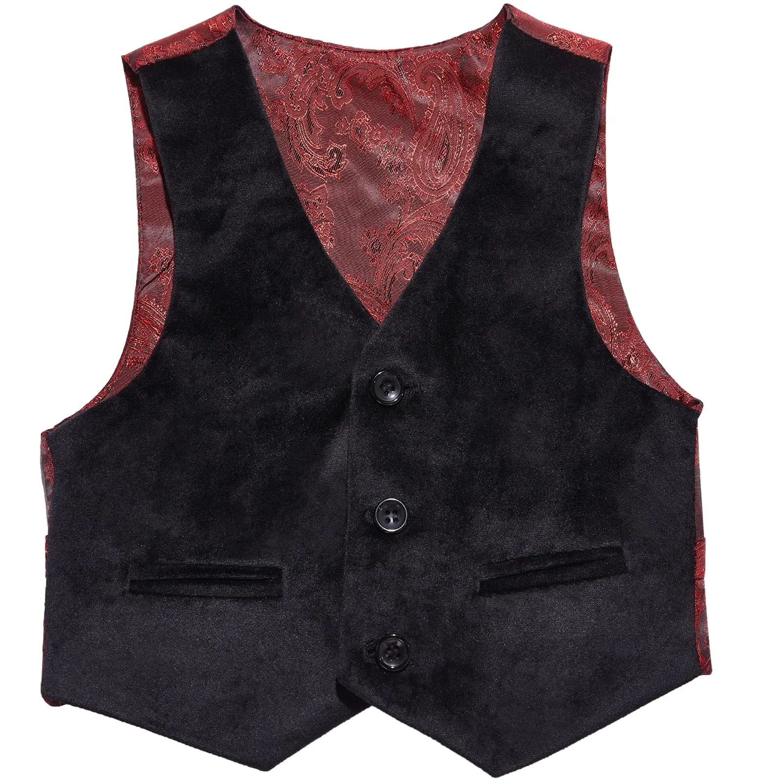 Fashion Boys' 3 Pieces Velvet Regular Fit Shawl Lapel Suit (Blazer vest Pants)