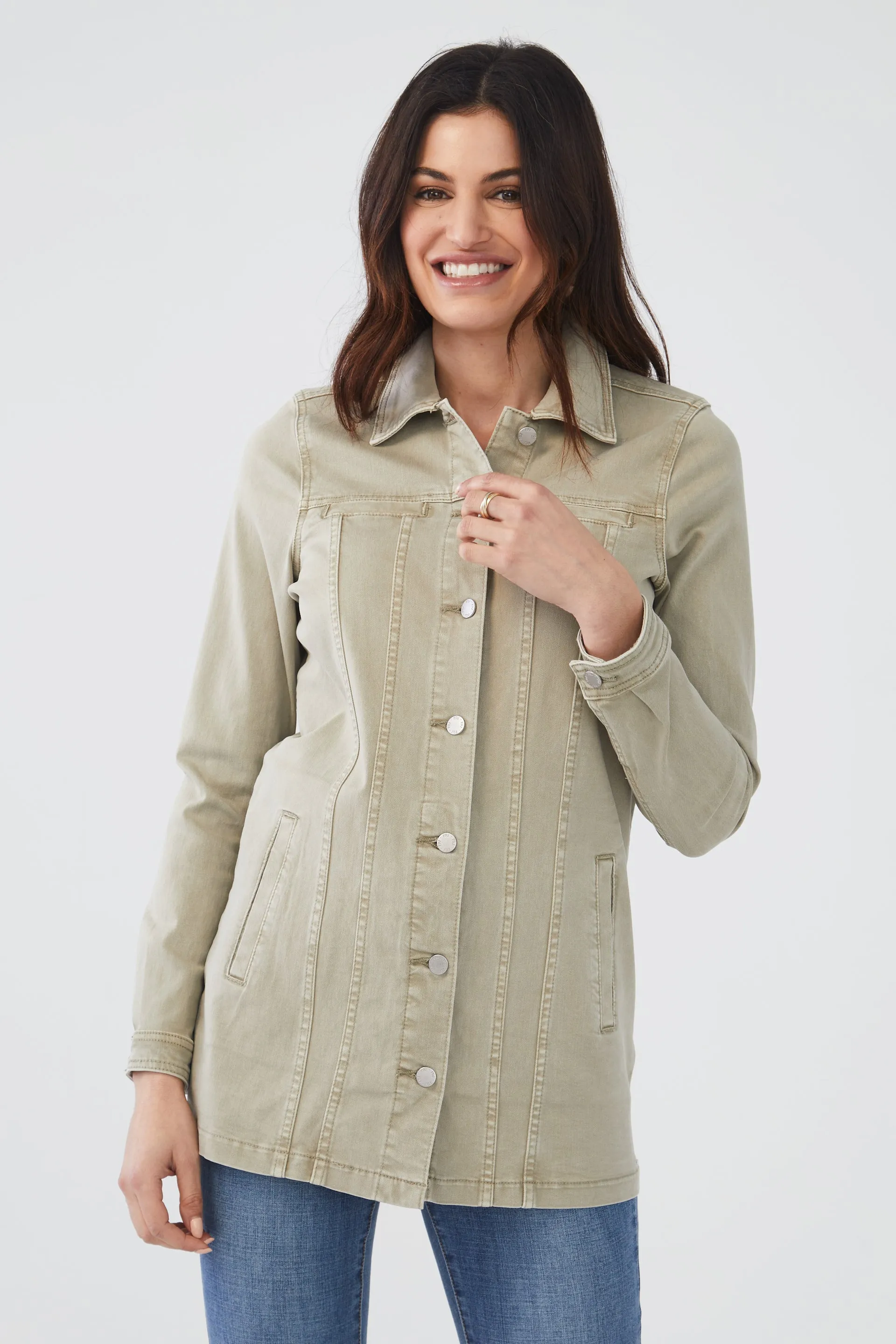 FDJ Long Denim Jacket 1825511-BALEAF Bayleaf - 1 ONLY SIZE MEDIUM - 20% OFF