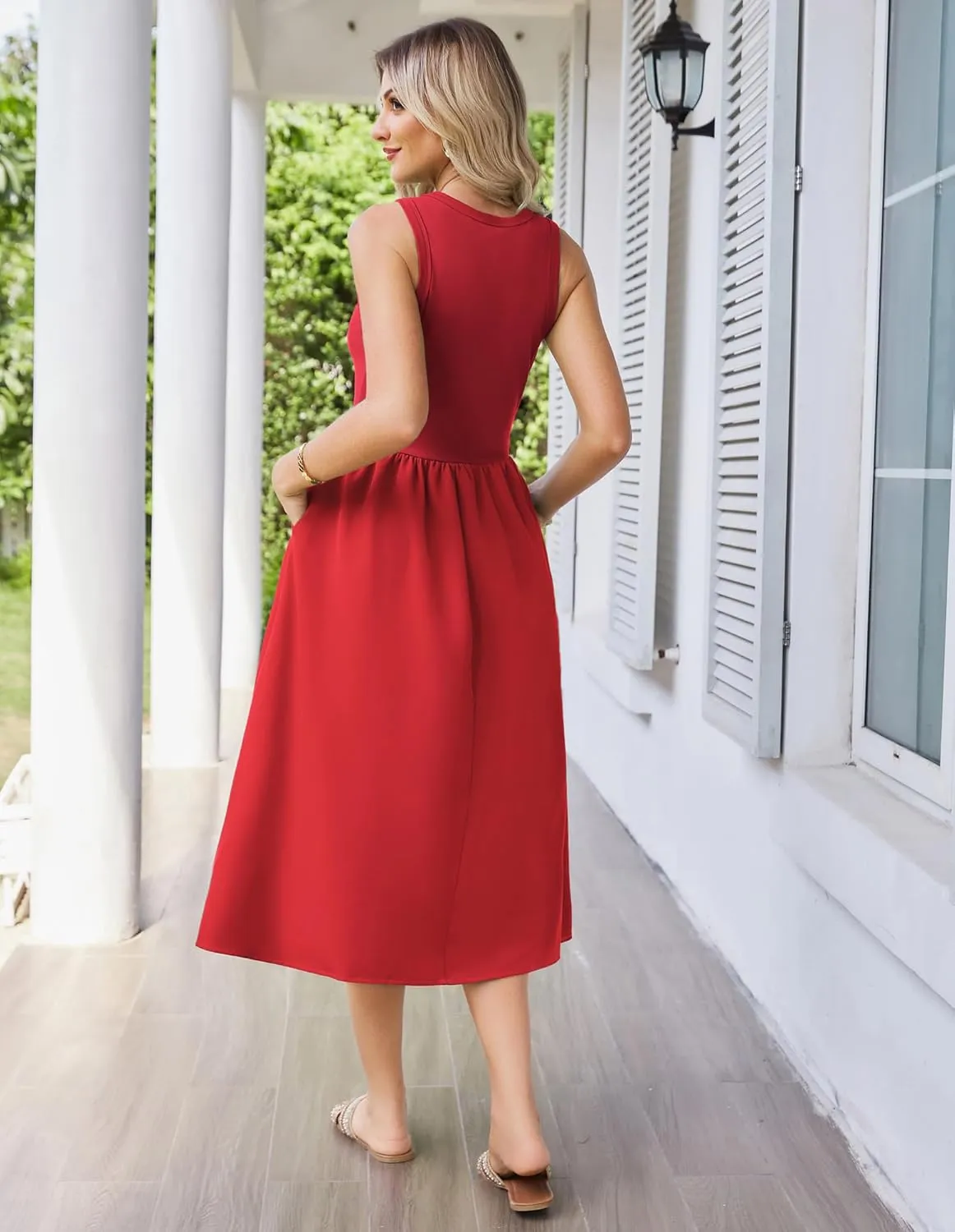 GRACE KARIN Womens Summer Dress Sleeveless Tank Dress Boho Casual Beach Vacation A Line Midi Dress with Pockets