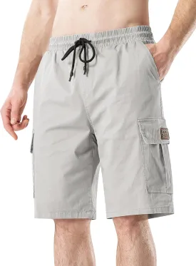 HHZ Men's Drawstring Cargo Shorts Relaxed Fit Shorts with Pockets Work Hiking Summer Athletic Short Men