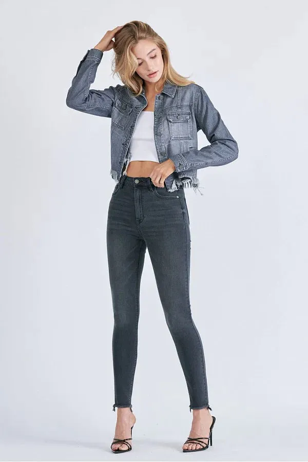 Hidden Jeans Rebel Frayed Fitted Jacket