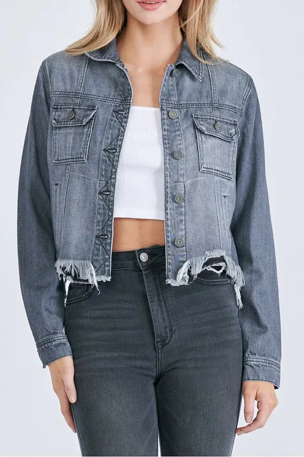 Hidden Jeans Rebel Frayed Fitted Jacket