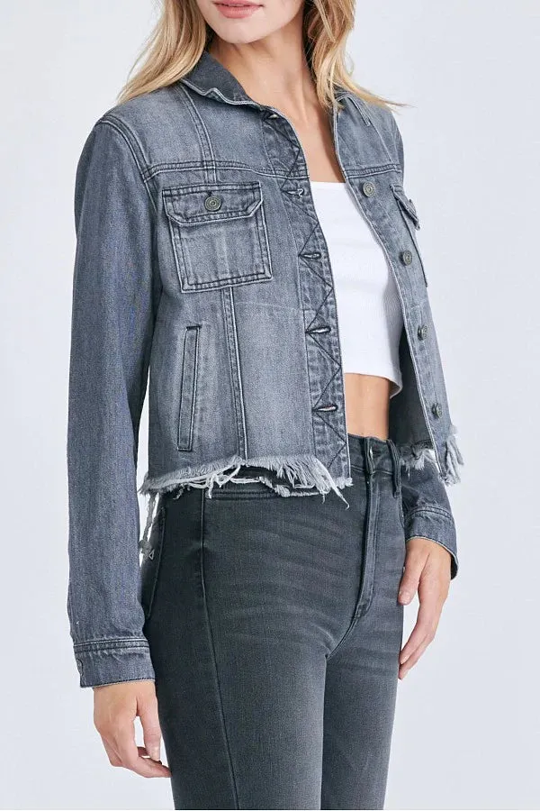 Hidden Jeans Rebel Frayed Fitted Jacket