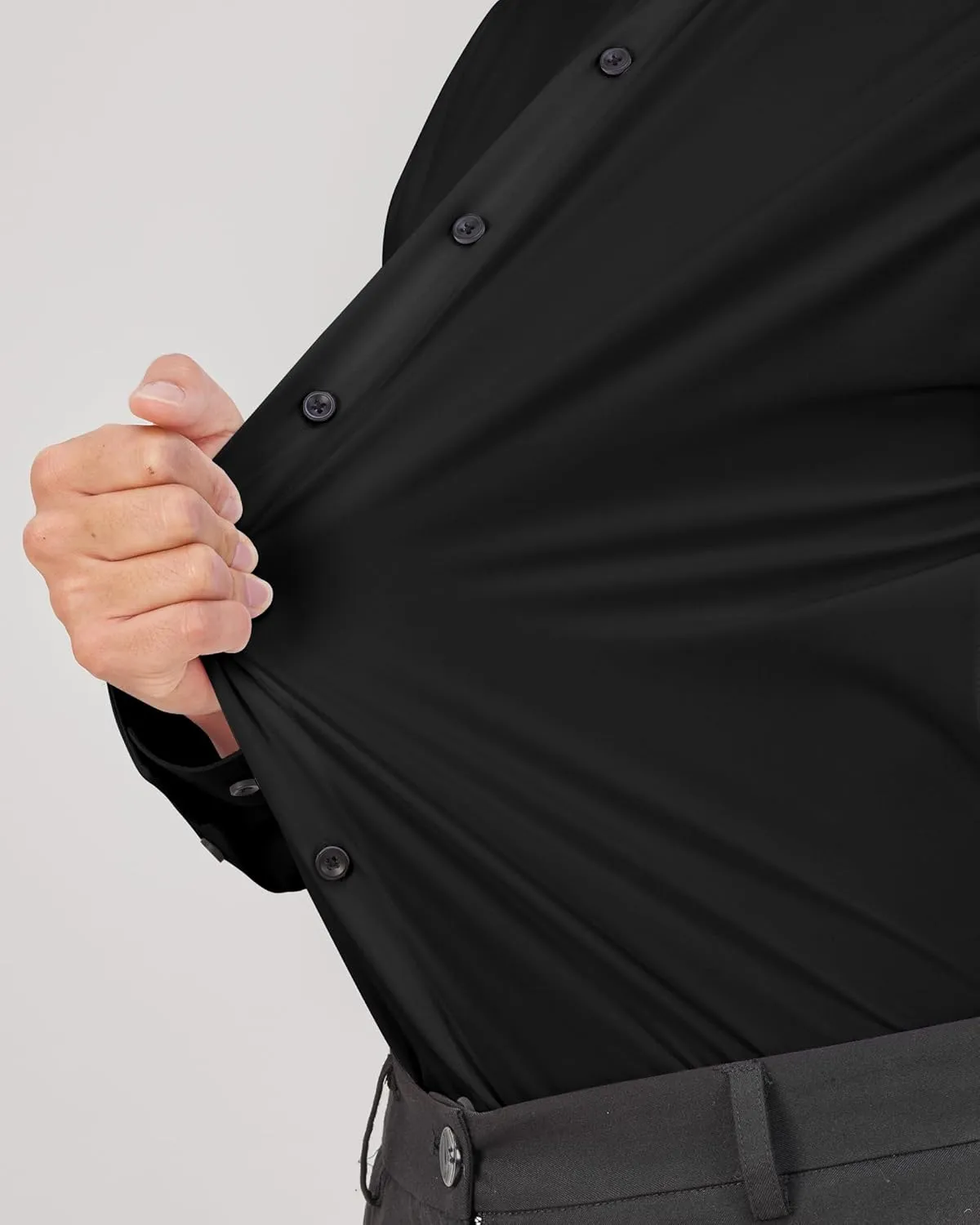 J.VER Men's Dress Shirts Stretch Long Sleeve Formal Shirt Solid Business Casual Button Down Shirts for Wedding Prom
