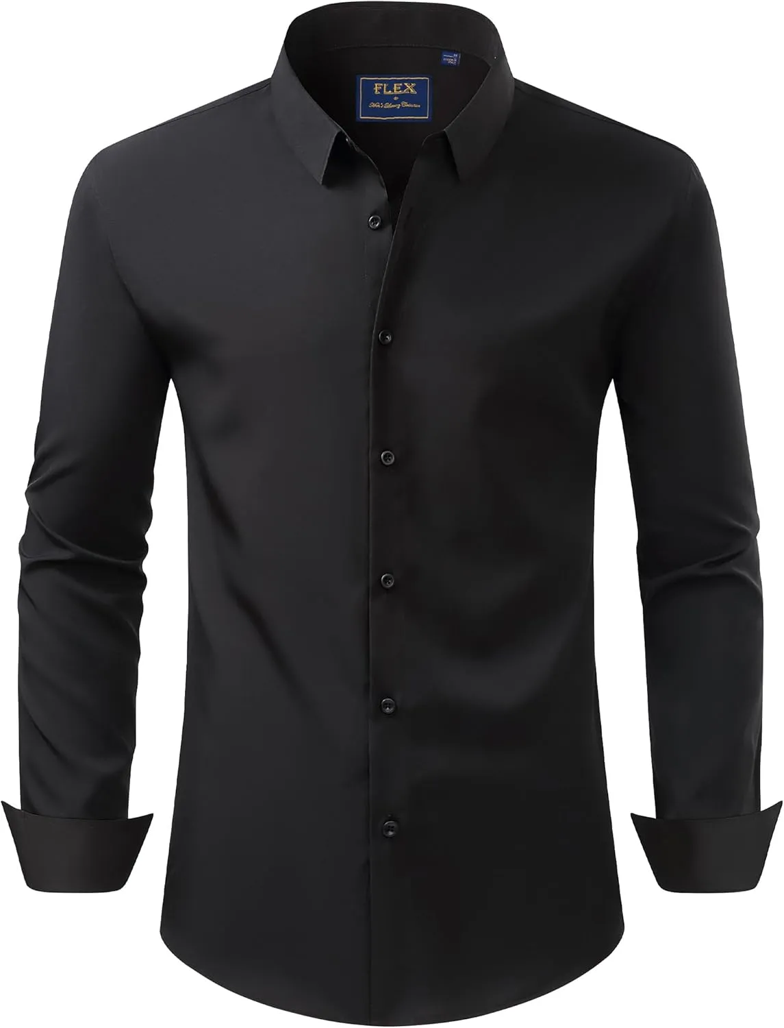 J.VER Men's Dress Shirts Stretch Long Sleeve Formal Shirt Solid Business Casual Button Down Shirts for Wedding Prom