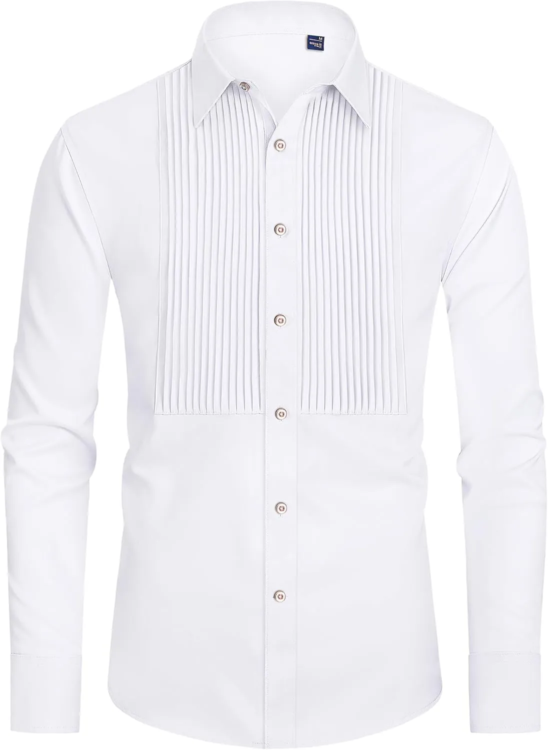 J.VER Men's Tuxedo Shirt Formal Dress Shirt Pleated Long Sleeve Button Down Shirts for Prom Party Wedding