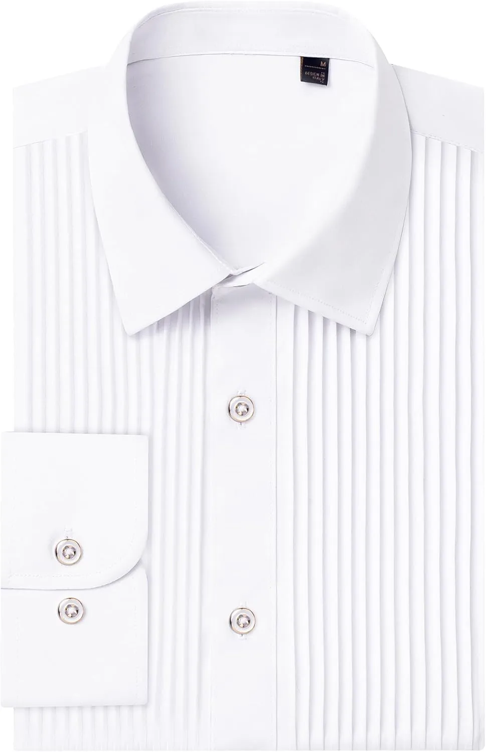 J.VER Men's Tuxedo Shirt Formal Dress Shirt Pleated Long Sleeve Button Down Shirts for Prom Party Wedding