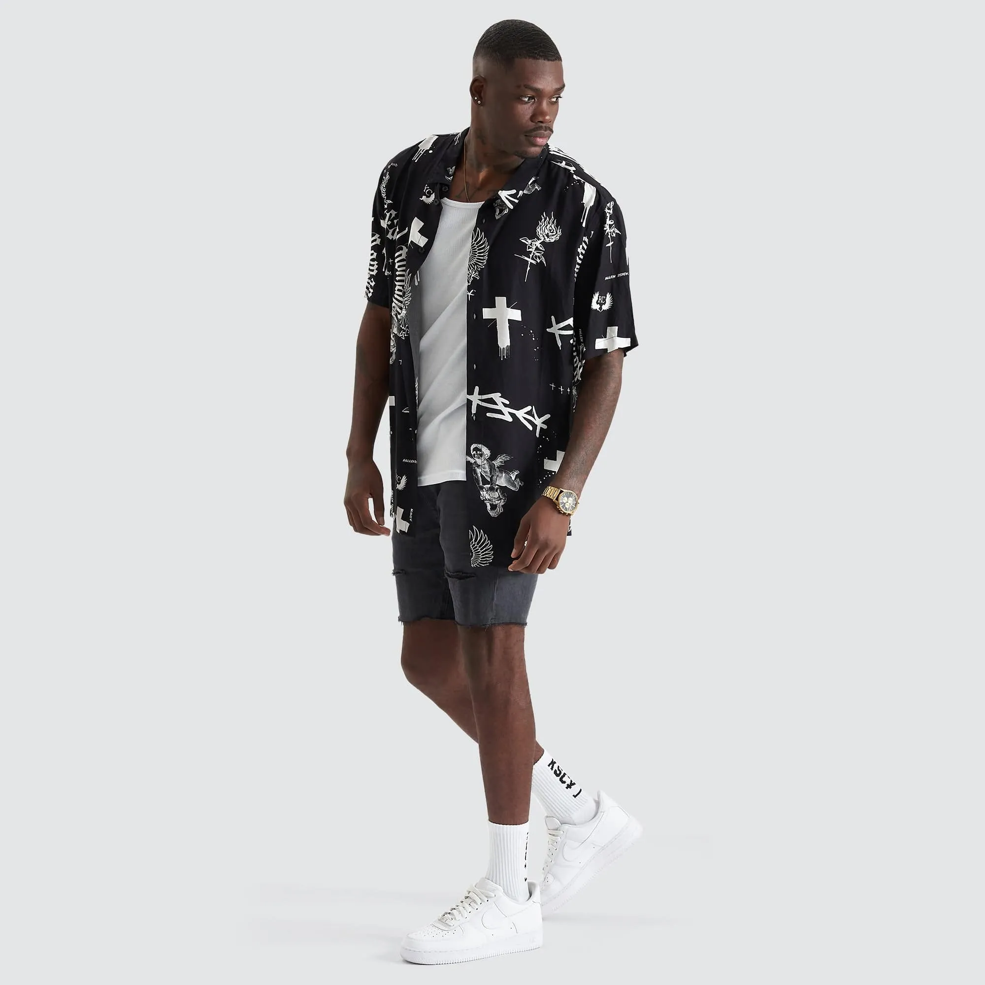 KISS CHACEY Augur Party Shirt - Black/White
