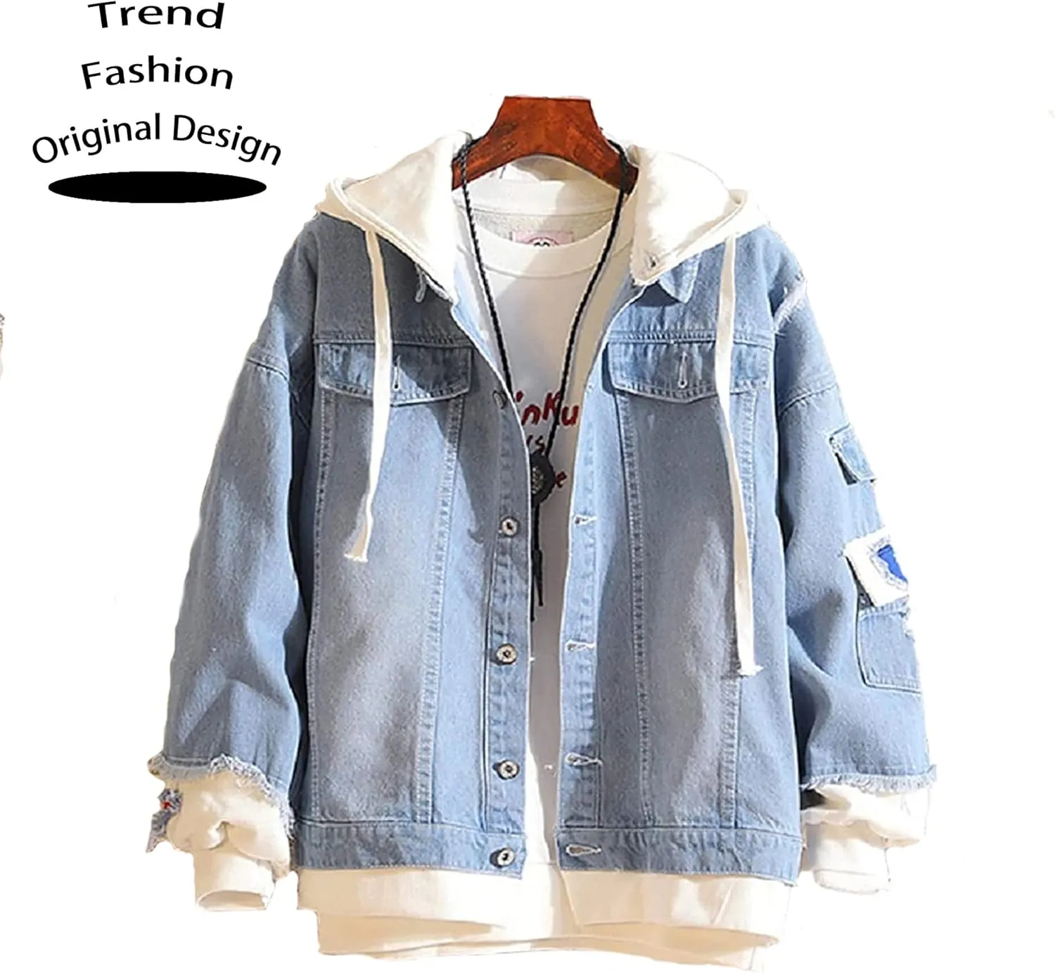Lpstop Skull Rose Denim Hoodie Skull Print Jacket Rose Flower Hoodie Denim Jacket for Women Men
