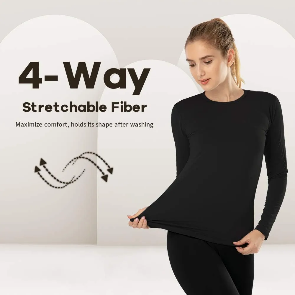 MANCYFIT Womens Thermal Tops Fleece Lined Shirt Long Sleeve Base Layer