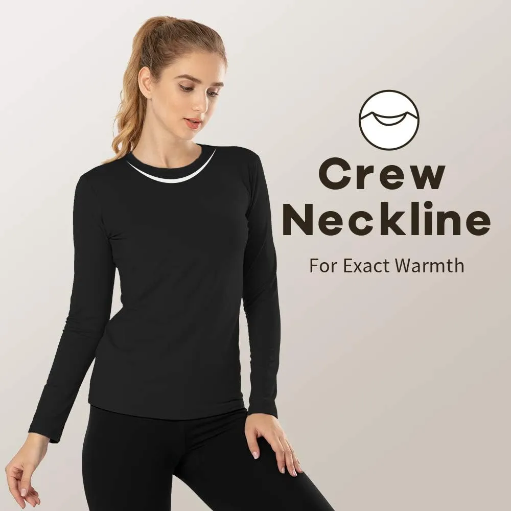 MANCYFIT Womens Thermal Tops Fleece Lined Shirt Long Sleeve Base Layer