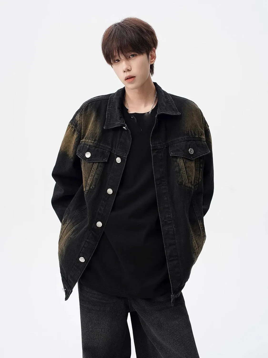 Men's American Retro Casual Loose Denim Jacket for Men