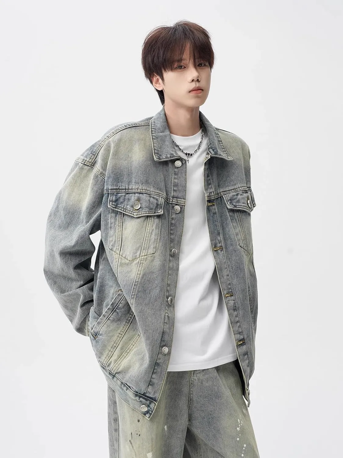 Men's American Retro Casual Loose Denim Jacket for Men