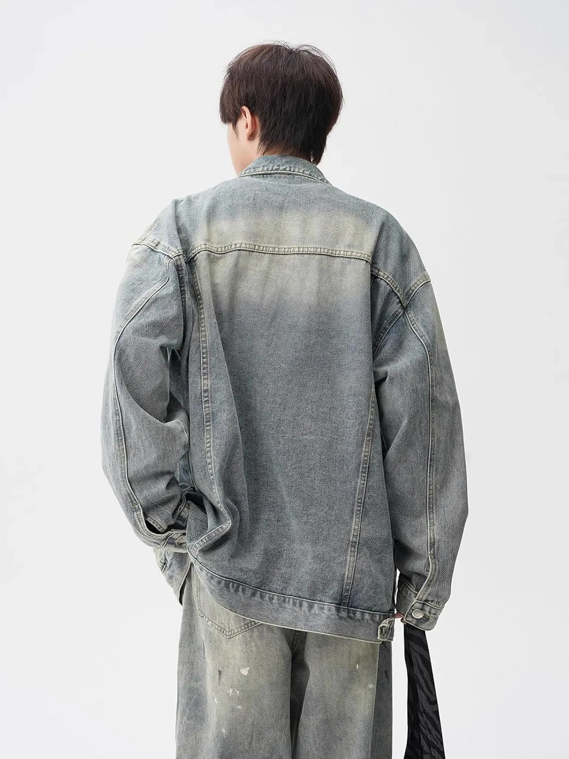 Men's American Retro Casual Loose Denim Jacket for Men