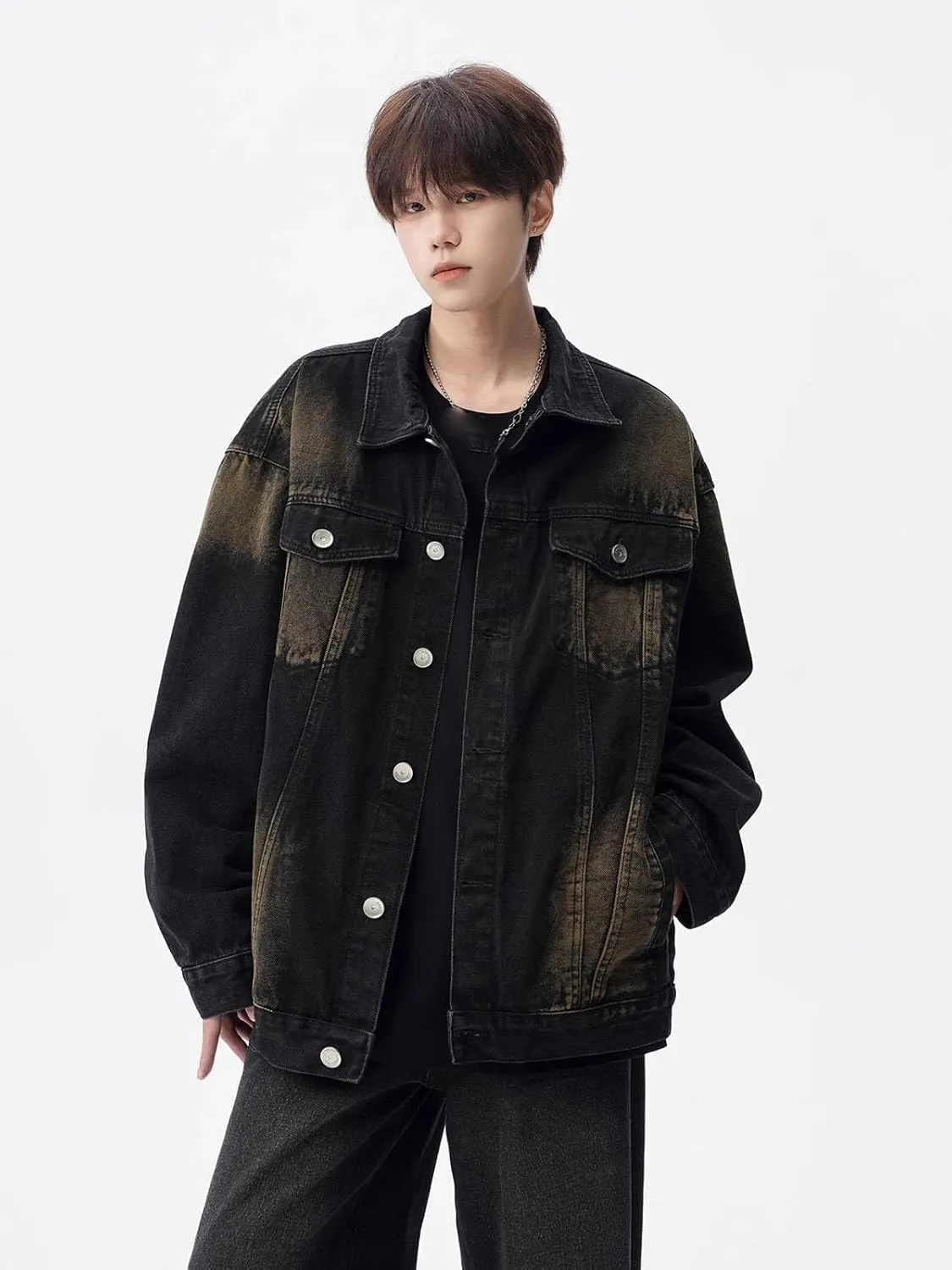 Men's American Retro Casual Loose Denim Jacket for Men