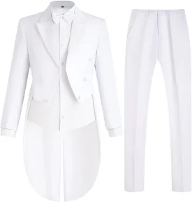 Mens Tailcoat Suit Jacket Tuxedo Double Breast Swallow Tail Coat Pants Bow Tie