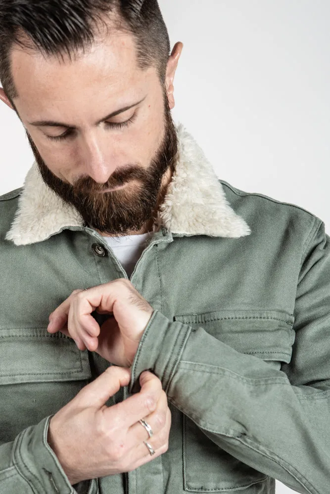 Military Denim Jacket - Sage