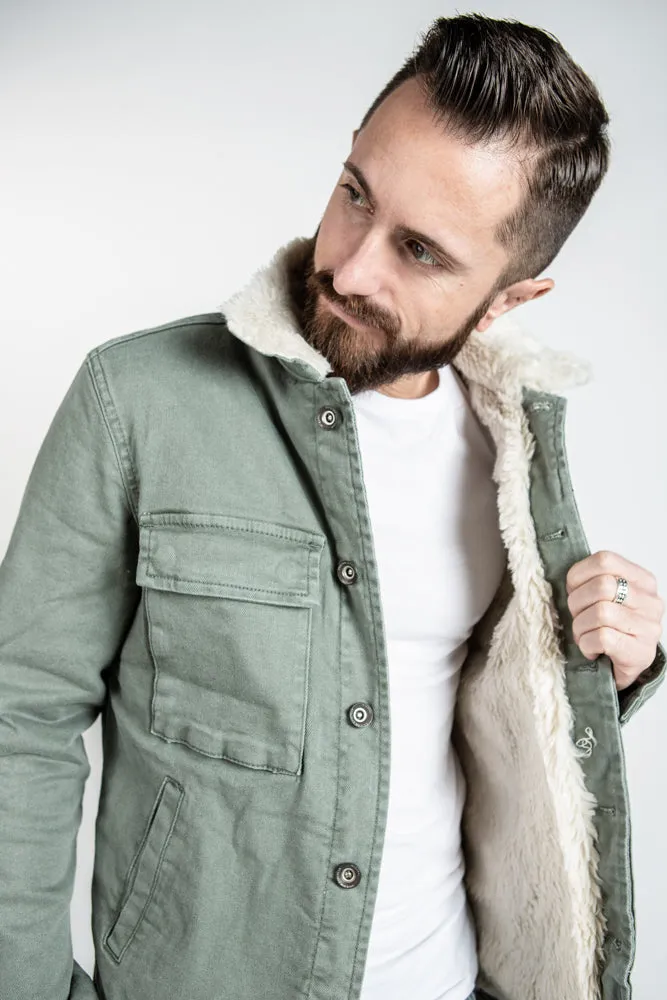 Military Denim Jacket - Sage