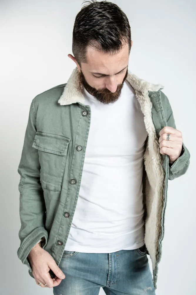 Military Denim Jacket - Sage
