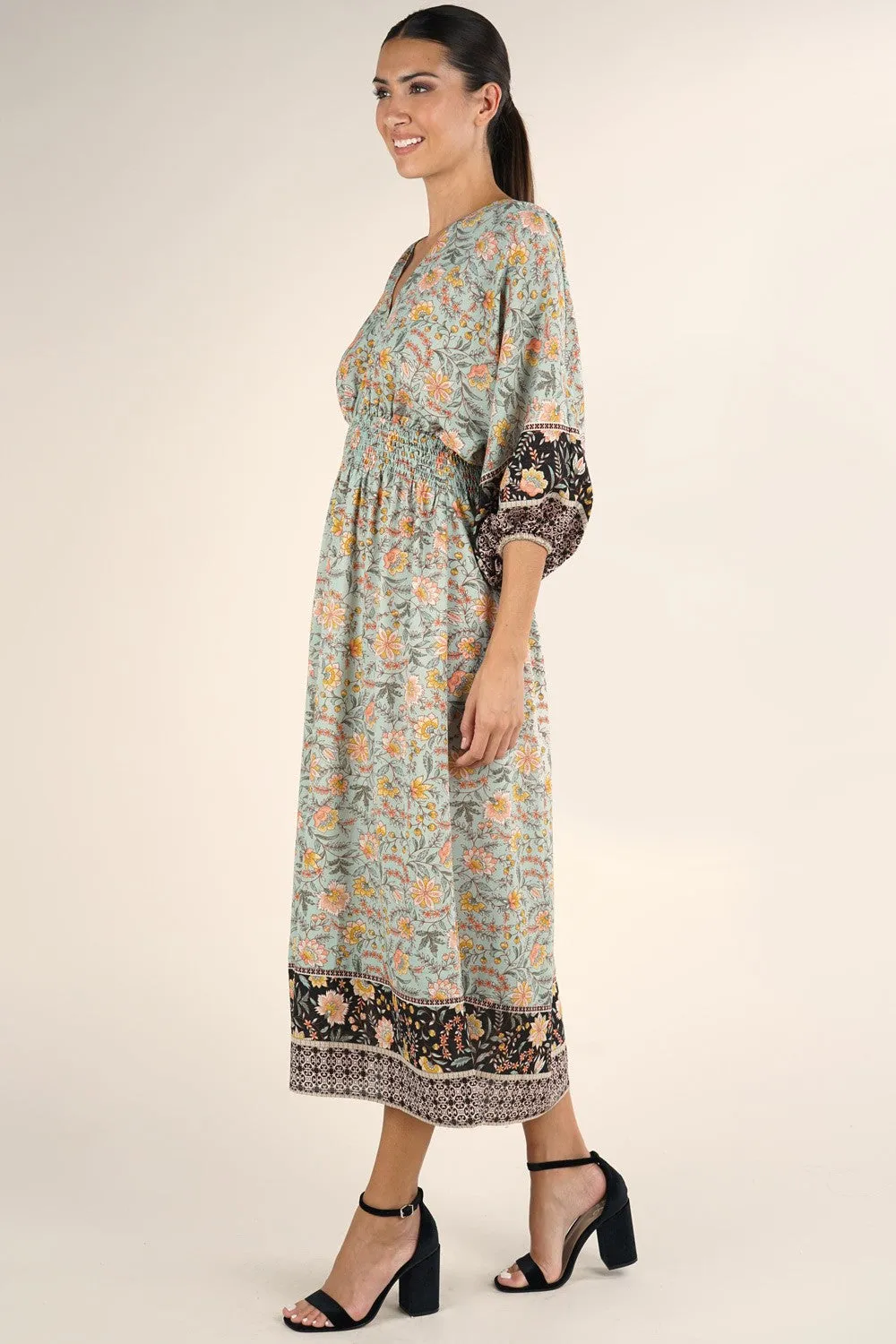 Mint Vintage Floral Maxi Dress