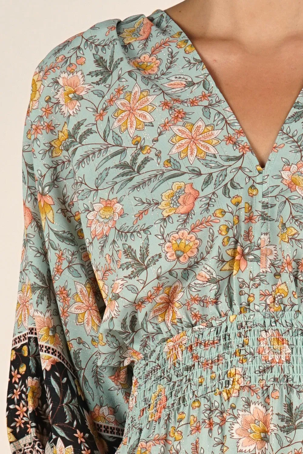 Mint Vintage Floral Maxi Dress