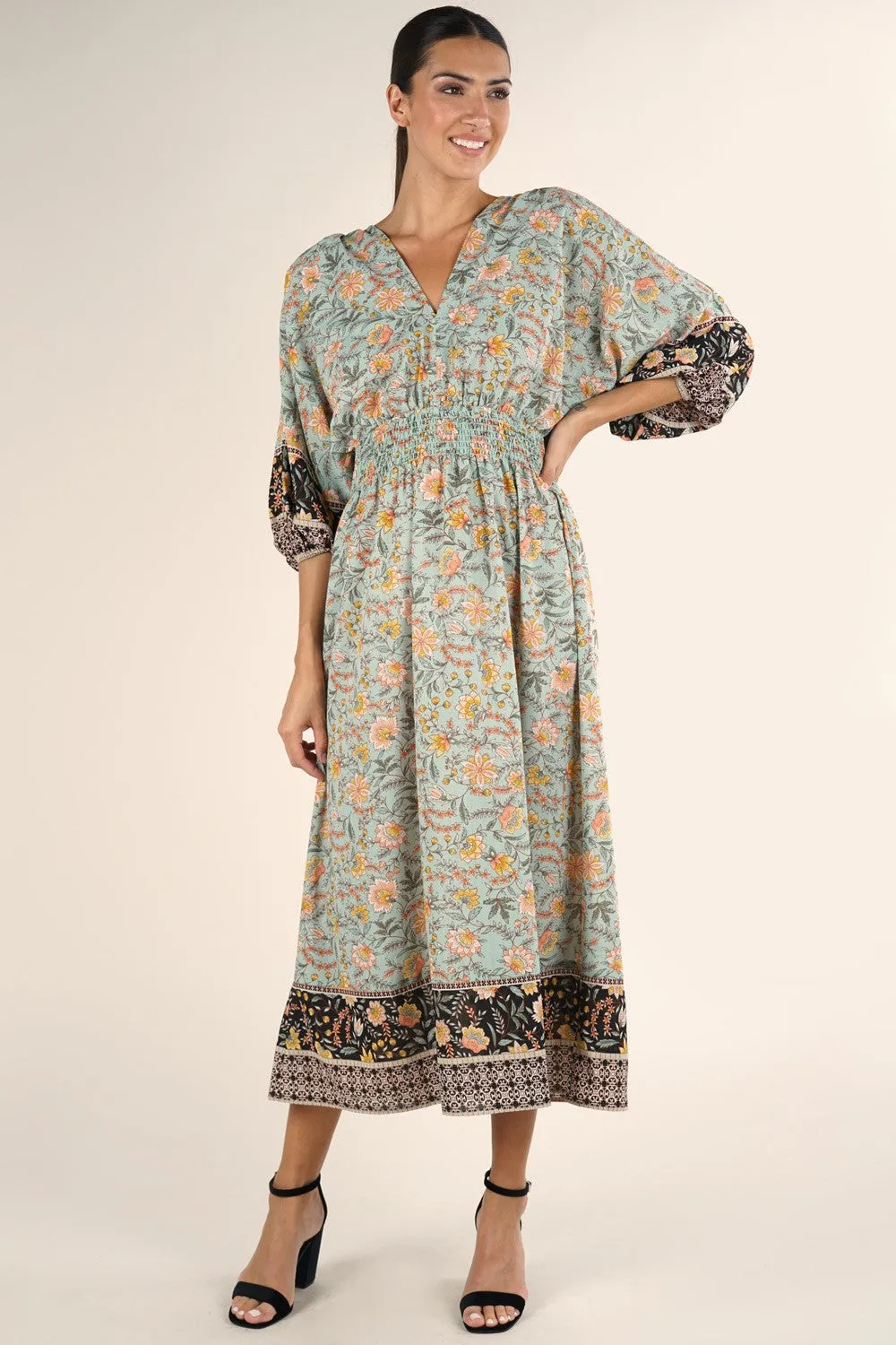 Mint Vintage Floral Maxi Dress