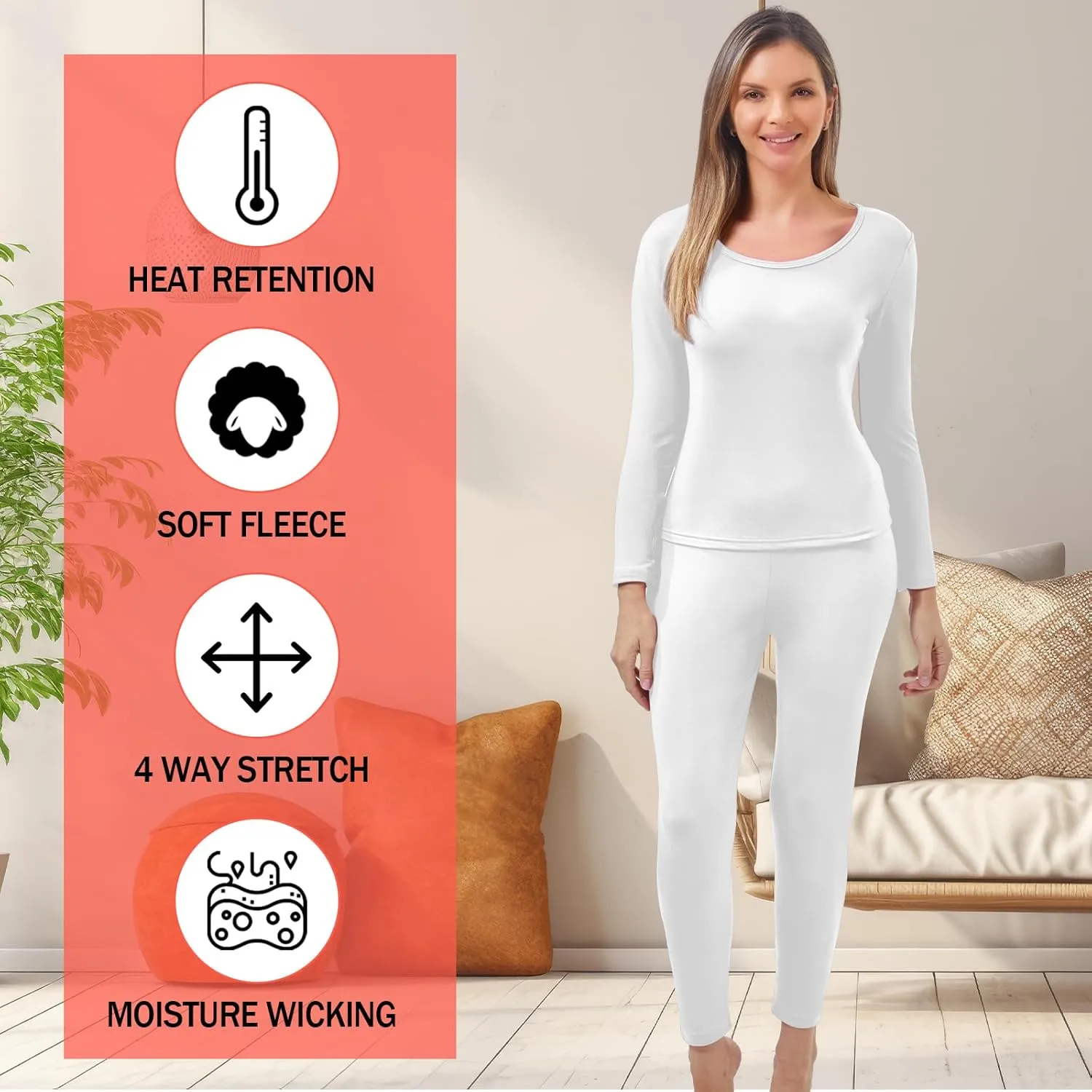 Patelai 3 Sets Thermal Underwear for Women with Fleece Lined Long Underwear Women Base Layer Cold Weather