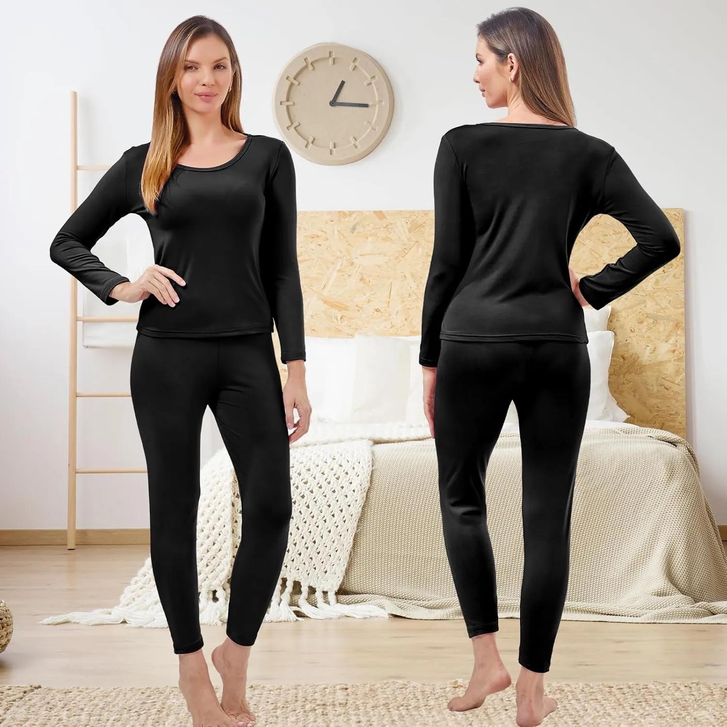 Patelai 3 Sets Thermal Underwear for Women with Fleece Lined Long Underwear Women Base Layer Cold Weather