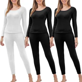 Patelai 3 Sets Thermal Underwear for Women with Fleece Lined Long Underwear Women Base Layer Cold Weather
