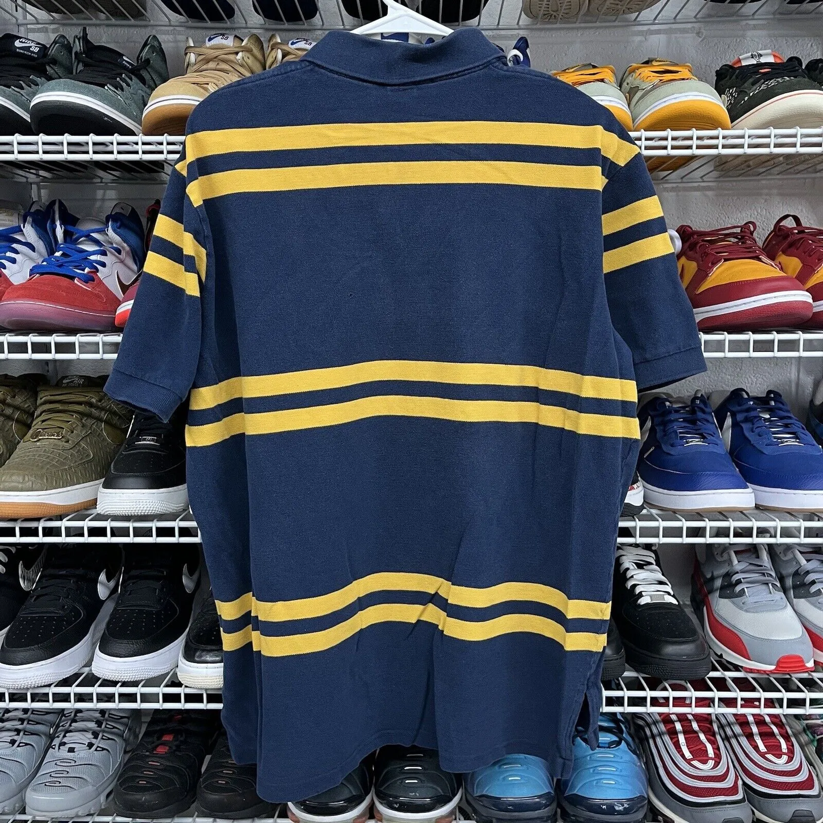 Polo Ralph Lauren Polo Shirt Blue Yellow Striped Short Sleeve Preppy XL