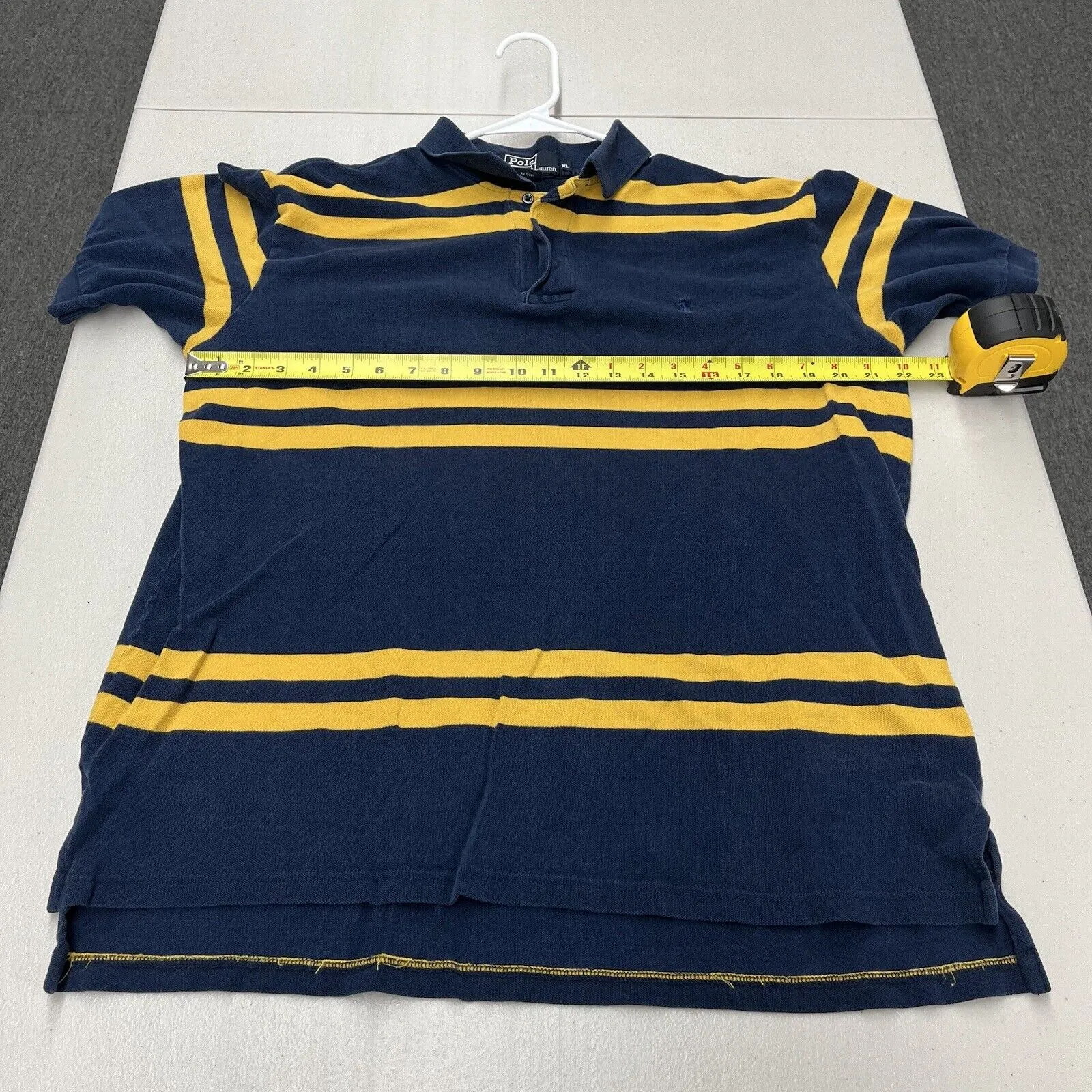 Polo Ralph Lauren Polo Shirt Blue Yellow Striped Short Sleeve Preppy XL